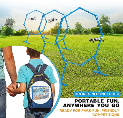 Drone Obstacle Course, Includes 3 Pack Easy to Build Obstacle Hoop, FPV Racing Drone Loop Gate, Suitable Competition RC FPV Racing of Drones or Model Aircraft Games for Age 6-12 Kids or Adults