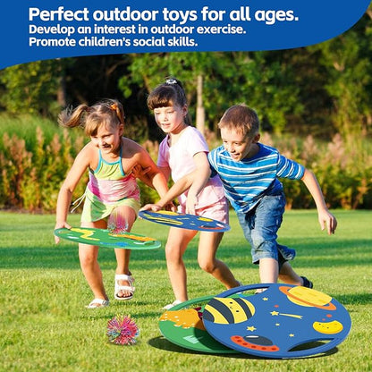 Fun Toss Across Game Toddlers Sensory Toys - Elastic & Soft Fabric Bouncy Paddle & Stringy Ball for Safe Play, Also Works as Flying Disc, Indoor Outdoor Birthday Party Beach Toys Park Backyard Games