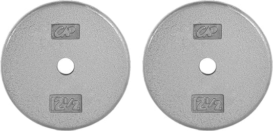 CAP Barbell Standard 1-Inch Cast Iron Weight Plates - Singles & Sets | 1.25-50 lbs | Multiple Options