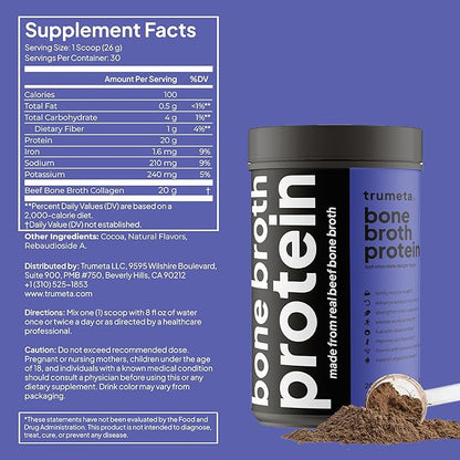 Beef Bone Broth Protein Powder - Purified Collagen Powder with 9 Amino Acids for Muscle and Skin Health - Rich Chocolate Flavor for a Tasty and Nutritious Experience