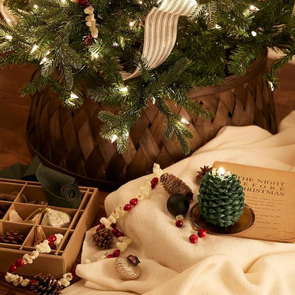 Thymes Frasier Fir Scented Candles for Home Decor - Green Pillar Candles for Women & Men - Place on Candle Holder - Luxury Home Fragrance Gifts (Molded Pinecone Pillar)