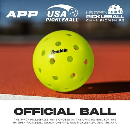 Franklin Sports X-40 Outdoor Pickleballs - Official Ball of USA Pickleball, APP Tour + US Open - Regulation Size