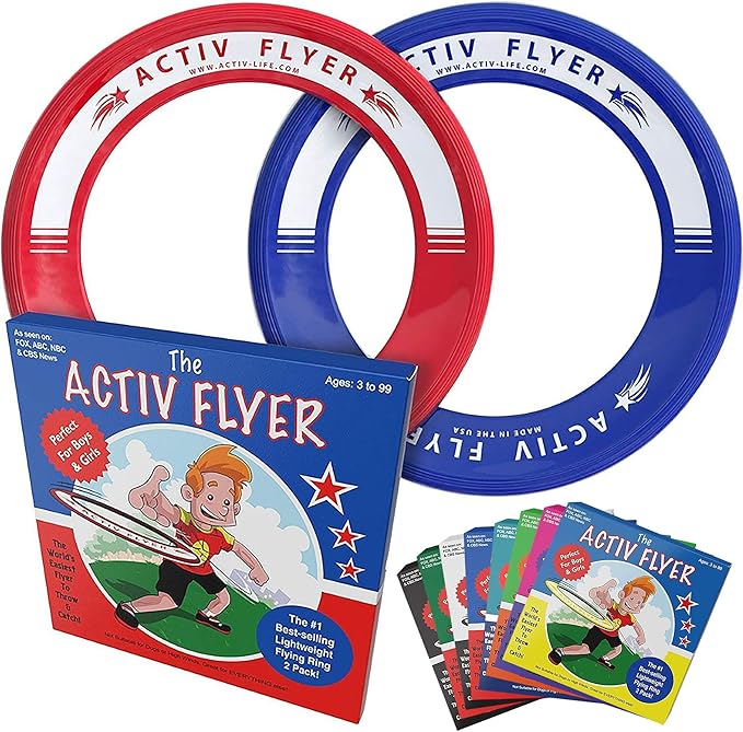 Activ Life Kid’s Flying Rings (2 Pack) They Fly Straight & Don’t Hurt, 80% Lighter Than Standard Rings - Replace Screen Time with Healthy Family Fun - Get Outside & Play
