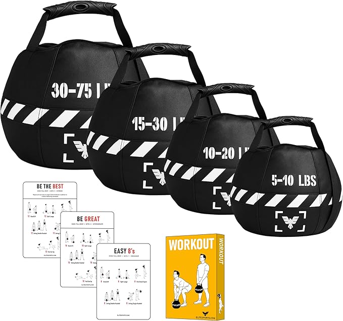 Kettlebell Sandbag - Heavy Duty Sand Weights Bag for Cross Training, Strength Training, Workout, Functional Fitness, Adjustable Weight, Durable Training Equipment for Home & Gym (UN-FILLED)