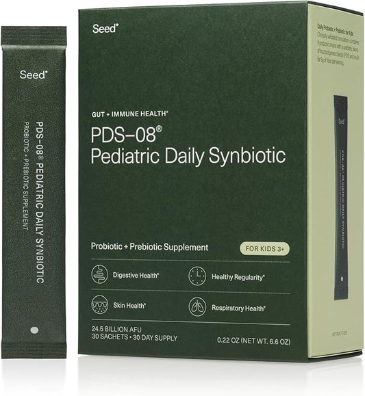 Seed PDS-08 Pediatric Daily Synbiotic - Fiber-Based Prebiotic & Probiotic for Kids - Digestive