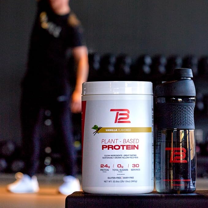 TB12 Plant Based Protein Powder by Tom Brady, 24g of Vegan Pea Protein, Low Sugar, Low Carb, Non-GMO, Meal Replacement, Keto Friendly, Paleo, Sugar Free, Vanilla Flavor (1.12 Ounce, Pack of 12)