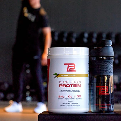 TB12 Plant Based Protein Powder by Tom Brady, 24g of Vegan Pea Protein, Low Sugar, Low Carb, Non-GMO, Meal Replacement, Keto Friendly, Paleo, Sugar Free, Vanilla Flavor (1.12 Ounce, Pack of 12)