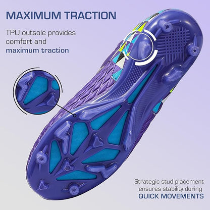 Soccer Cleats for Kids & Youth | Lightweight Football Shoes for Firm Ground | Durable Girls & Boys Soccer Cleats with Non-Slip Sole | Comfortable Soccer Boots | Unisex Size 11-6