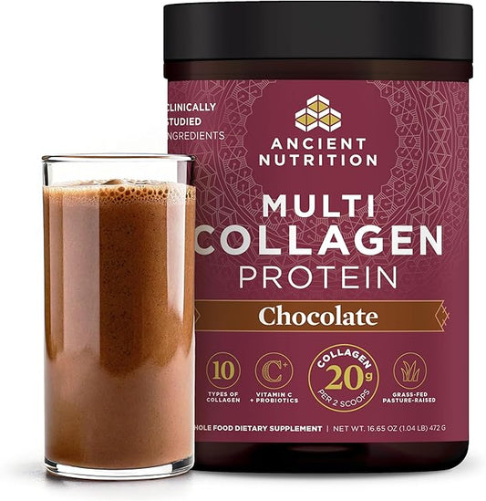 Ancient Nutrition Hydrolyzed Collagen Peptides Powder with Probiotics, Chocolate Multi Collagen
