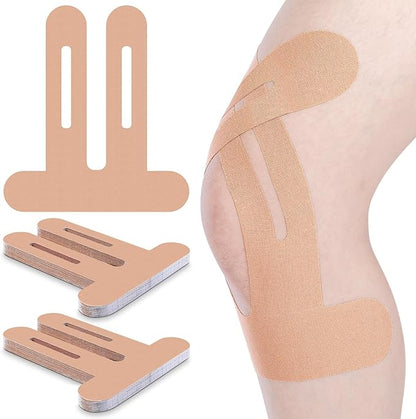 50 Pcs Precut Kinesiology Tape for Knees Pain Relief Elastic Waterproof Athletic Knee Tape for Support Stability Sports(Skin Color)