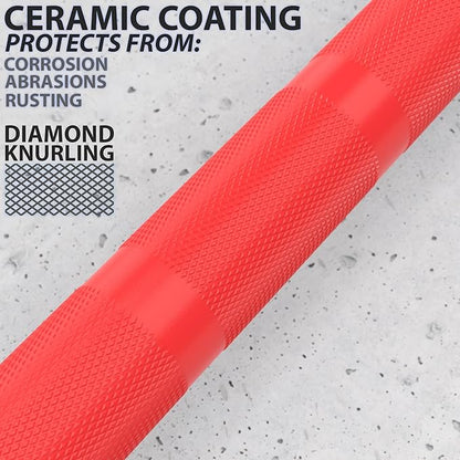 Synergee Games 15kg and 20kg Colored Ceramic Coated Barbells. Rated 1500lbs for Weightlifting and Powerlifting. Black, Red, Grey, Pink