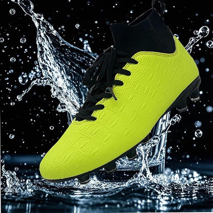 Soccer Cleats High-Top Outdoor Non-Slip Football Shoes Protection Lightweight for Firm Ground Training Breathable Fit (Size 6-13)