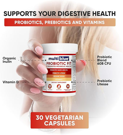 Probiotic Fit for Men & Women, Bifidobacterium Lactis B-420, Digestive & Gut Health, 60 Billion CFU, Prebiotic + Vitamin D3, 30 Cnt