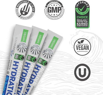 Sunwarrior Hydration Powder Electrolyte Packets Powder B12 Elderberry | Blue Raspberry Flavored 18 Stick Packs 126g Pouch | Vegan and Plant-Based Sugar Free