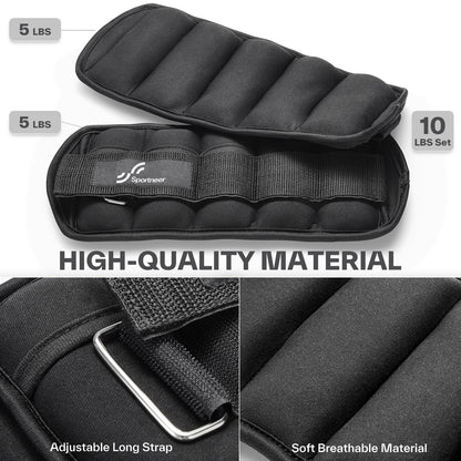 Sportneer Adjustable Ankle Weights, 2-10 lb per Pair, Removable Weights