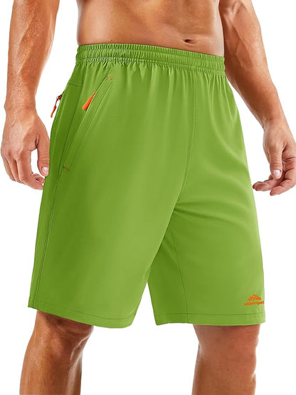 TACVASEN Men's Running Athletic Shorts 9" Quick Dry Workout Gym Shorts Lightweight Summer Shorts 3 Zipper Pockets