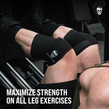 Gymreapers Knee Wraps (Pair) With Strap for Squats, Weightlifting, Powerlifting, Leg Press, and