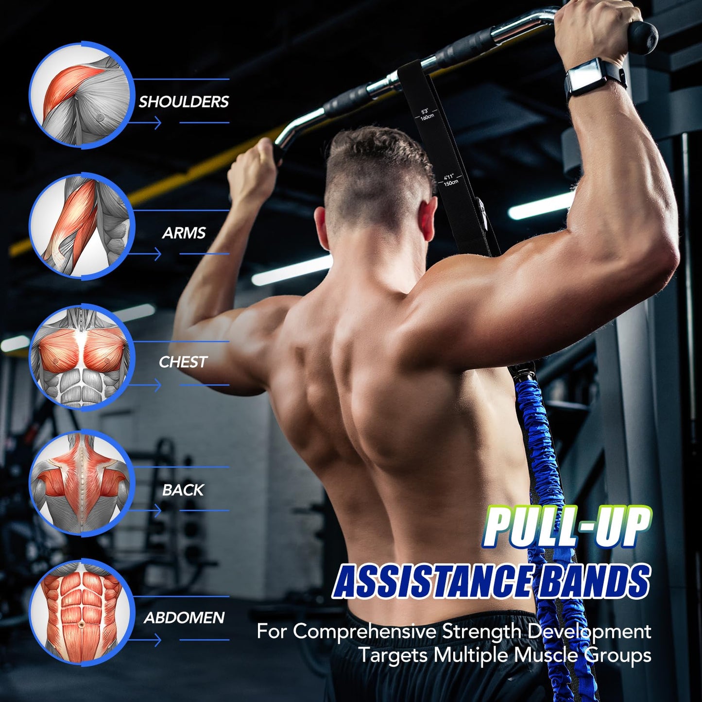 ALongSong Pull Up Assistance Bands with Foot Support Pedal - Upgraded Heavy Duty Resistance Bands