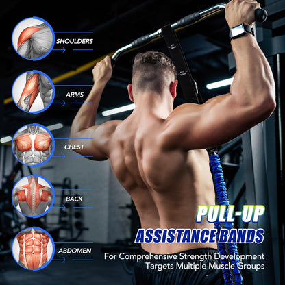ALongSong Pull Up Assistance Bands with Foot Support Pedal - Upgraded Heavy Duty Resistance Bands