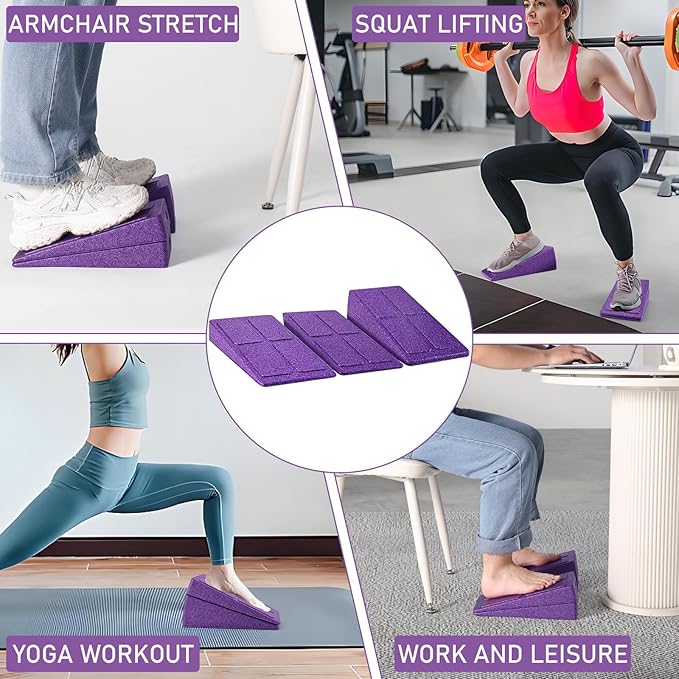 Slant Board Squat Wedge for Calf Stretchingï¼? Pcs 12" x 6.3" Foot Stretcher Balance Board for Plantar Fasciitis, Adjustable Foam Slant Board Wedge Great for Exercises