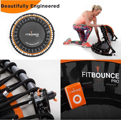 MXL FIT Bounce PRO Bungee Rebounder - Premium Indoor Mini Trampoline for Adults and Kids, Silent Low-Impact Bounce, Half-Folding with Foldable Steel Legs & Carry Bag