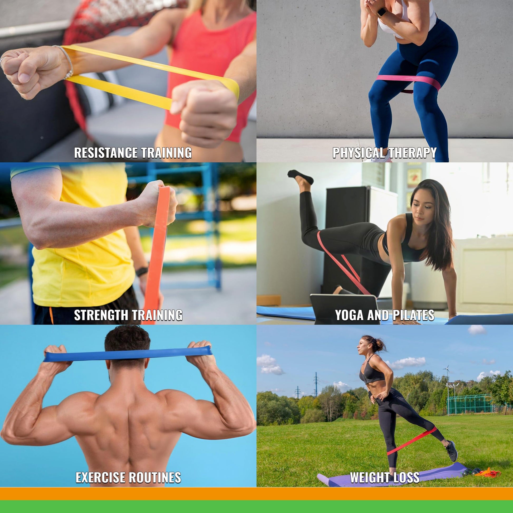 SmarterLife Resistance Bands Set of 5 Extra Wide Latex-Free Exercise Bands