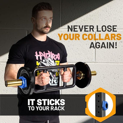 Magnetic Barbell Collars [Bells of Steel] Premium Weight Bar Clamps, Quick Release Barbell Clips, Olympic Barbell Clamps, High Strength Nylon Gym Clips, Pair, Blue