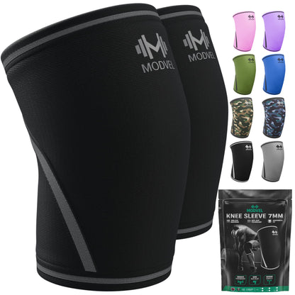 Modvel 7mm Neoprene Knee Sleeves for Men & Women Weightlifting & Powerlifting – Compression Knee