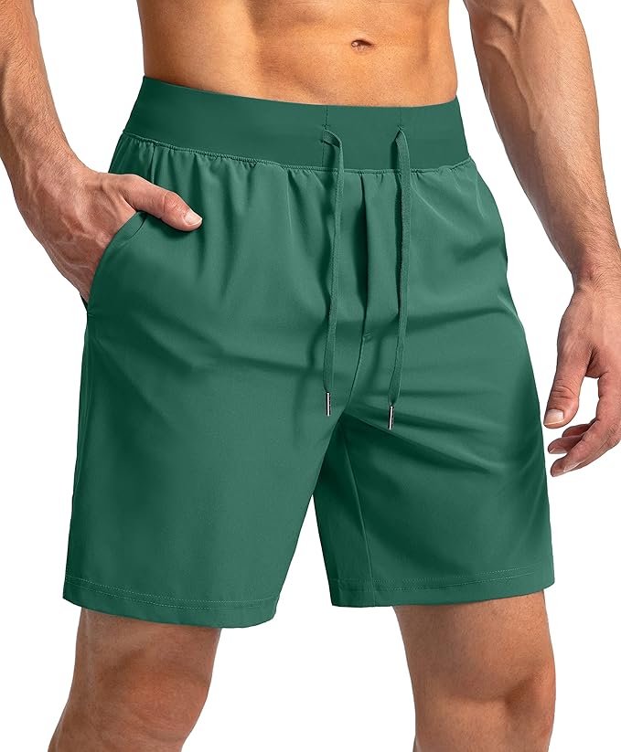 Men's Running Shorts with Zipper Pockets 9 Inch/ 7 Inch / 5 Inch Lightweight Quick Dry Gym Workout Athletic Shorts for Men(7 inch)