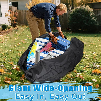 140 Gallon Extra Large Storage Bag for Aboveground Pools - Heavy-duty Pool Cover Storage with 4 Carrying Handles, Outdoor Patio Cushion Bag, 56''x24''x24''