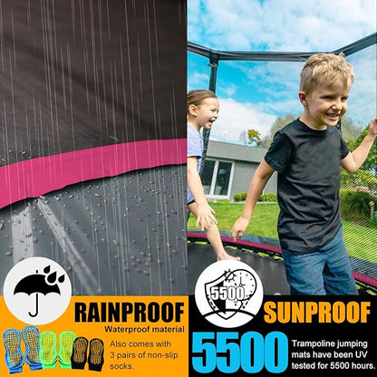 Trampoline for Kids, Heavy Duty Recreational Trampolines Toddler Trampoline with Enclosure Net Ladder Indoor Outdoor Trampoline CPC Approved