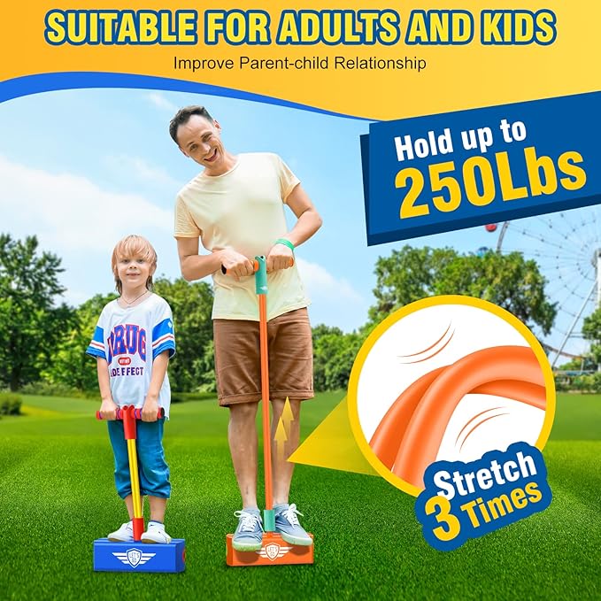 CUUGO LET'S GO! CG Jumping Promotes Growing Taller- Pogo Stick Foam Pogo Jumper for Kids, Toys for 3-12 Year Old Boys Girls Outdoor Toys Indoor Toys Fun Gifts Christmas Stocking Stuffers Gifts