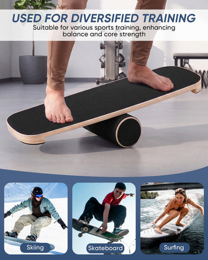 yflingjie Balance Board for Adults, Surf Trainer with Wooden Roller