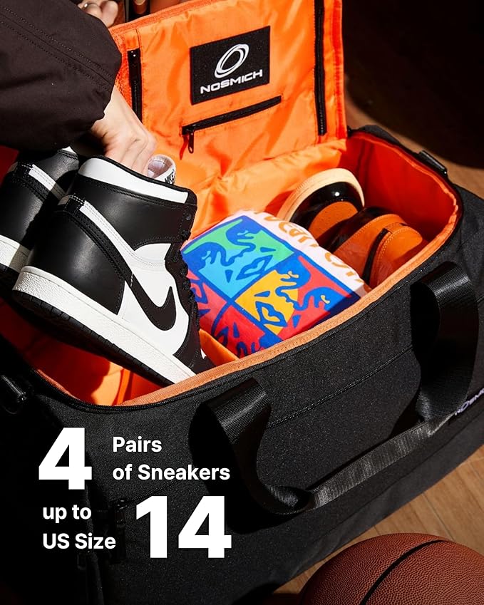 Sneaker Bag for Travel – Fits 4 Pairs of Shoes (Size 14) | Sneakerhead Gift, TSA-Approved Shoe Duffle Bag with 3 Adjustable Dividers | Water-Resistant Gym, Sports, Multi-functional Carry On for Men