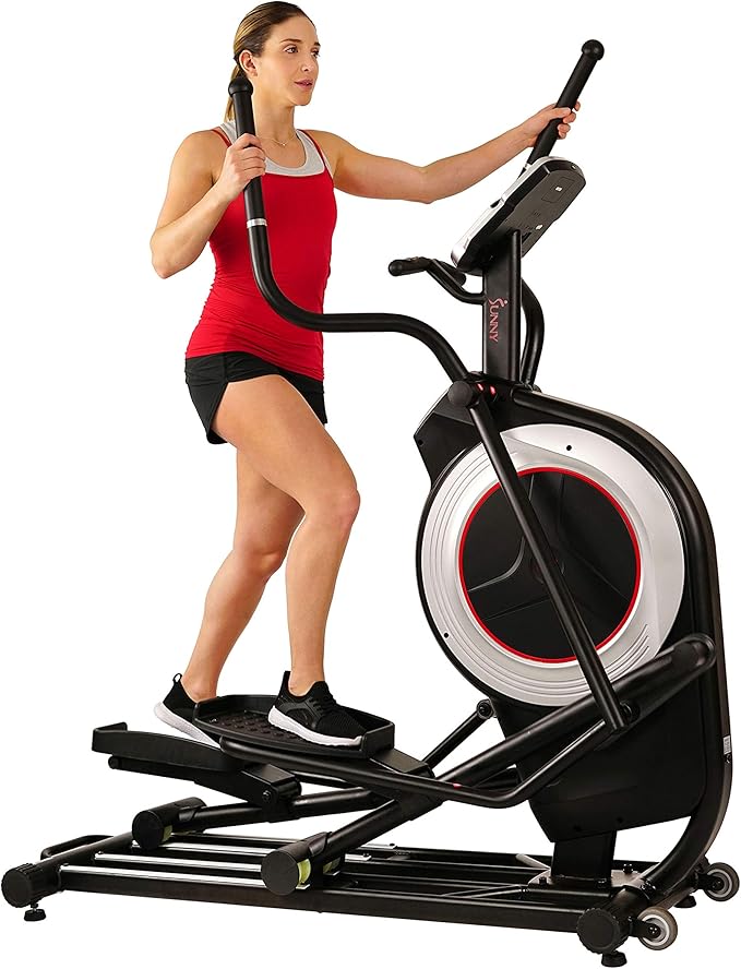 Sunny Health & Fitness Elliptical Trainer Machine w/Built-in Pulse Sensor, Low Impact Cardio Exerciser & Full-Body Cross Training for Home, Optional Free SunnyFit App Link & Electric w/300LB Load