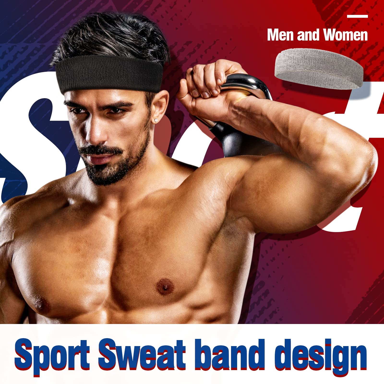 NONSTOP Mens Headband Sweatbands for Men Women, Sweat Wicking Head Bands Mens Sports Towel