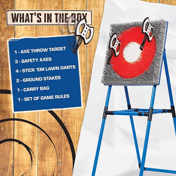 Eastpoint Axe Throw & Lawn Dart Target Sets - Bristle Axe Throwing Target & 2-in-1 Combo Backyard Game for Indoors and Outdoors