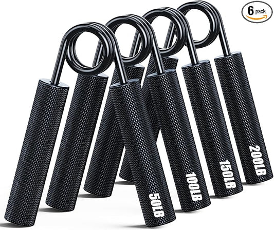 Grip Strength Trainer 6 Pack,50LB-300LB Metal Hand Grip Strengthener,Non-Slip Heavy-Duty Forearm