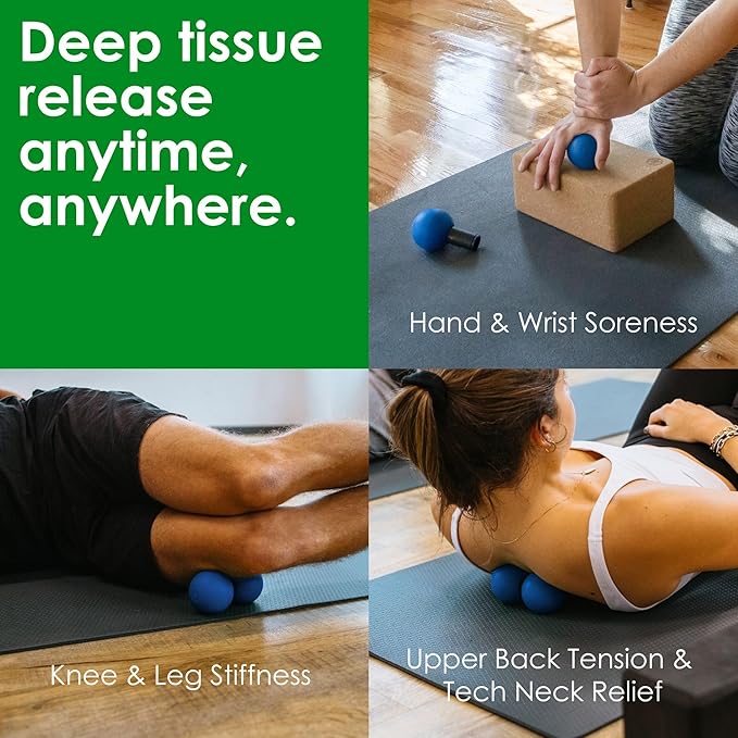 Rodo 2-in-1 Firm Peanut & Lacrosse Ball Roller | Deep Tissue Massage Tool for Fascia, Plantar Fasciitis, HIPS & Back | Mobility & Recovery Roller | Compact, Travel-Friendly, Pilates, Therapy Ready