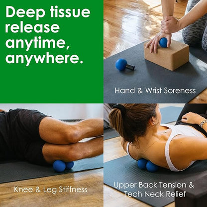 Rodo 2-in-1 Firm Peanut & Lacrosse Ball Roller | Deep Tissue Massage Tool for Fascia, Plantar Fasciitis, HIPS & Back | Mobility & Recovery Roller | Compact, Travel-Friendly, Pilates, Therapy Ready