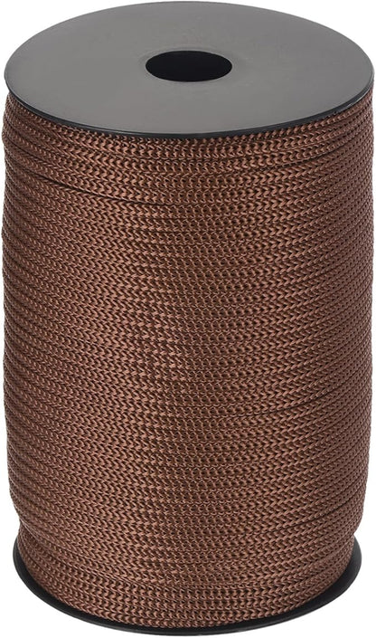 MECCANIXITY 5/32 Inch Polypropylene Rope Braided Ropes, 328ft Camping Rope Hollow Utility Cord for Clothesline, Hiking, Outdoor, Dark Brown
