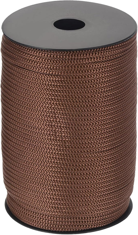 MECCANIXITY 5/32 Inch Polypropylene Rope Braided Ropes, 328ft Camping Rope Hollow Utility Cord for Clothesline, Hiking, Outdoor, Dark Brown