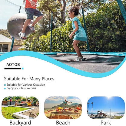 AOTOB 8FT 10FT 12FT 14 FT 15FT Trampoline with Safety Enclosure Net，Outdoor Trampoline with Basketball Hoop, Heavy Duty Jumping Mat and Spring Cover Padding for Kids and Adults, Storage Bag and Ladder