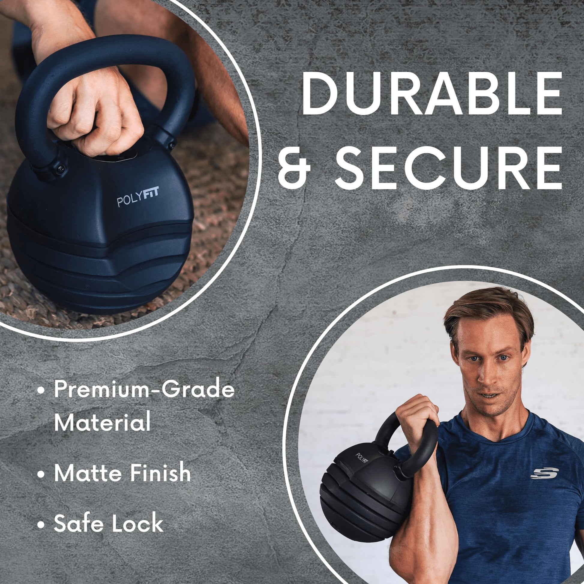 Polyfit Adjustable Kettlebell Set | 30/40/50 lbs | Kettlebell Weights for Home Gym (BLACK - 50 LB)
