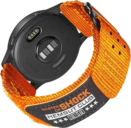 20mm Nylon Band Compatible with Garmin Vivoactive6/5/3,Forerunner 165/55/645/245 Music, 20mm Soft Nylon Replacement Strap