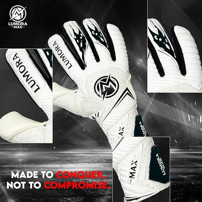 Goalkeeper Gloves-Professional Negative Cut Goalie Gloves with Contact Max Grip, 4mm Foam Padding & Airprene Backhand| No Finger Save, All-Weather Performance. Sizes (7-10)