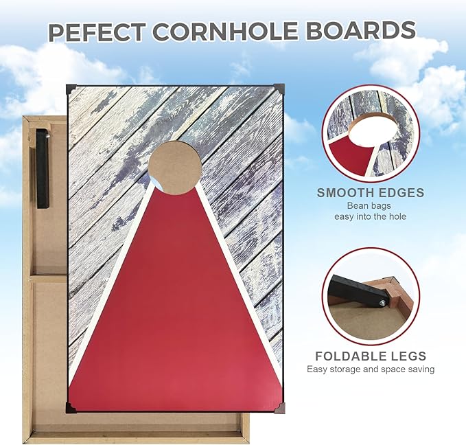 2’x3’ Cornhole Boards Set, Cornhole Outdoor Game Set - Corn Hole Toss Boards Set with 8 Cornhole Bags and 2 Cornhole Boards, Cornhole Sets for Adults Lawn Outside Backyard Games