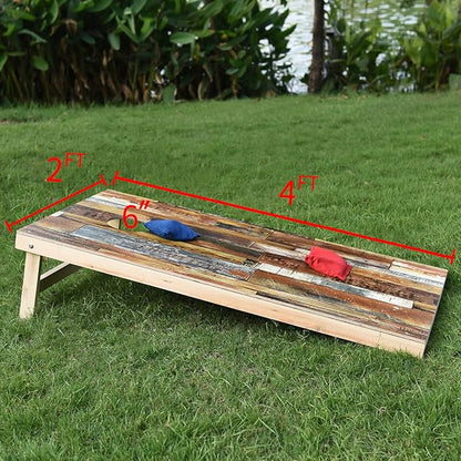 Solid Wood Vintage Cornhole Game Set, Two 4'x2'Cornhole Boards, 8 Cornhole Bags for Indoor and Outdoor Toss Games Competitions, Tournaments