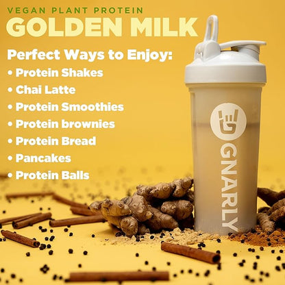 Gnarly Nutrition Golden Milk Plant-Based Protein Blend ??Vegan Powder for Smoothies ??Dairy-Free, Non-GMO ??10 Convenient Stick Packs