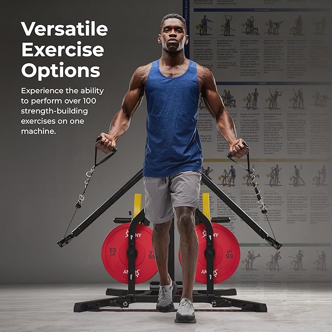 Sunny Health & Fitness Multifunctional Strength Training Home Gym ??Complete Workout Equipment with Training Attachments, Optional Squat Stand, Power Rack Cage, Adjustable Incline Bench